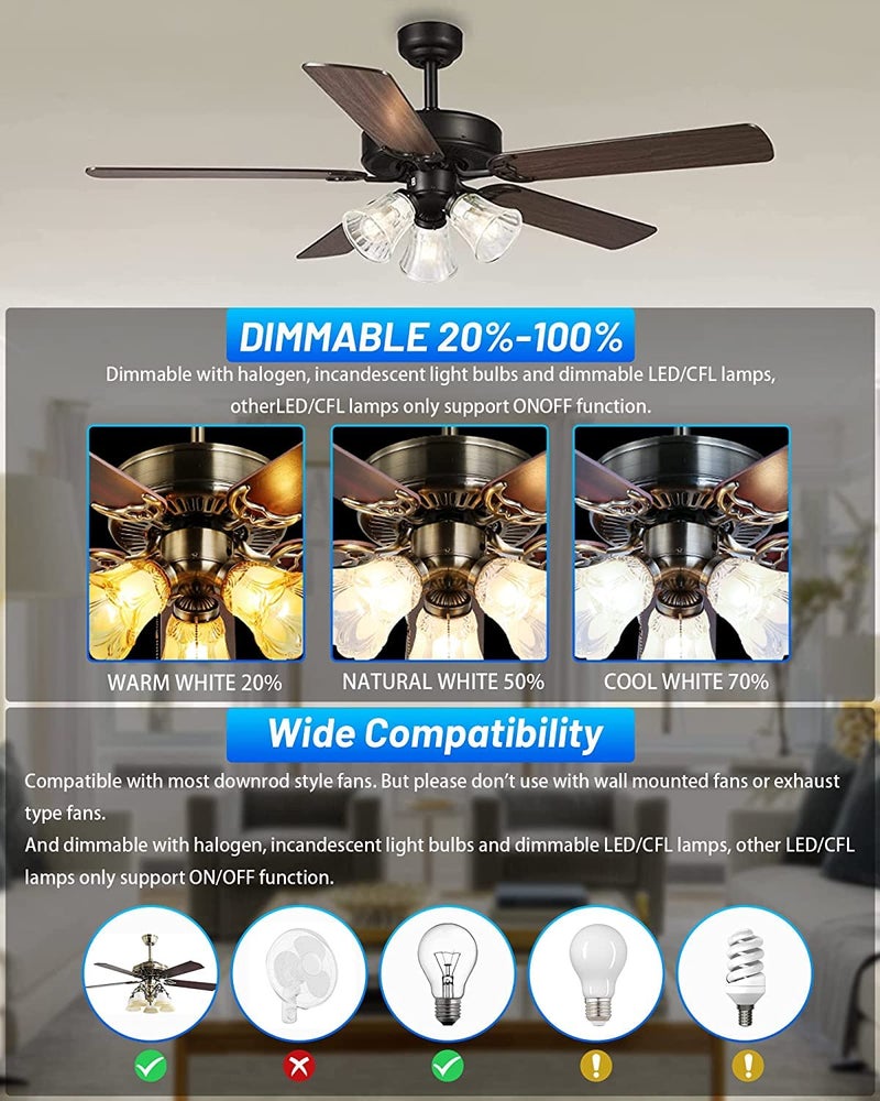 Smekitlly 2 Pack Small Size Universal Ceiling Fan Remote Control Kit with Light Dimmer, 3 Speed Fan Controller Mini Receiver Replacement for Hampton Bay/Hunter/Harbor Breeze/Westinghouse/Honeywell and More - Image 3
